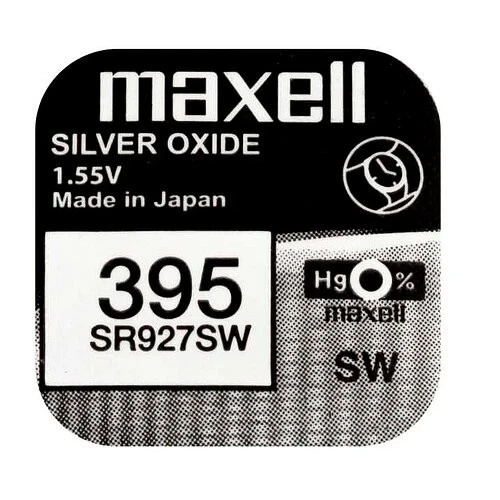 Батарейки Maxell 395 (SR927SW) 1.55V Silver Oxide, набір 3 ШТУКИ, срібно-оксидні для годинників - Фото 2 Батарейки Maxell 395 (SR927SW) 1.55V Silver Oxide, набір 3 ШТУКИ, срібно-оксидні для годинників - зображення 2