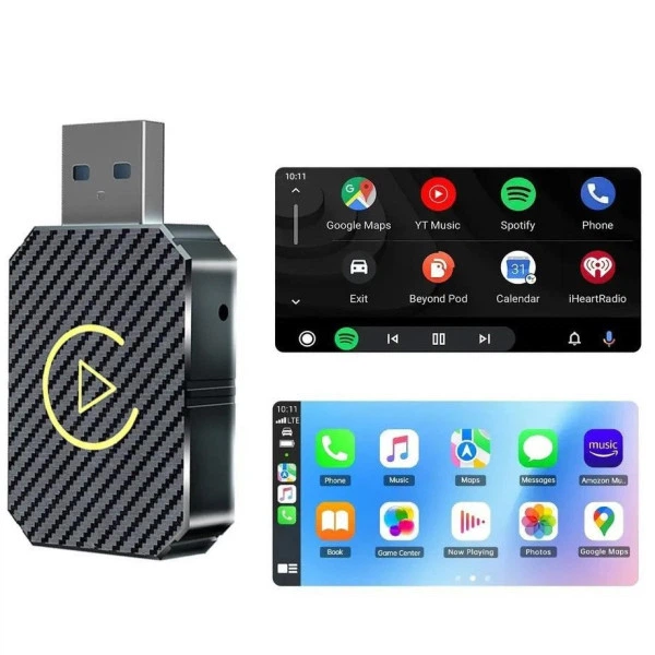 Бездротовий адаптер 2-в-1 для Apple CarPlay та Android Auto (USB/Type-C) - Фото 1 Бездротовий адаптер 2-в-1 для Apple CarPlay та Android Auto (USB/Type-C) - зображення 1