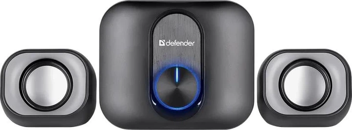 Комп'ютерні стовпчики Defender V13 USB Black/Grey — акустика 2.1 з сабвуфером, потужність 11 Вт (2×3 Вт + 5 Вт), AUX 3.5 мм, USB живлення, LED-підсвічування, мультимедійна система для ПК - зображення 3