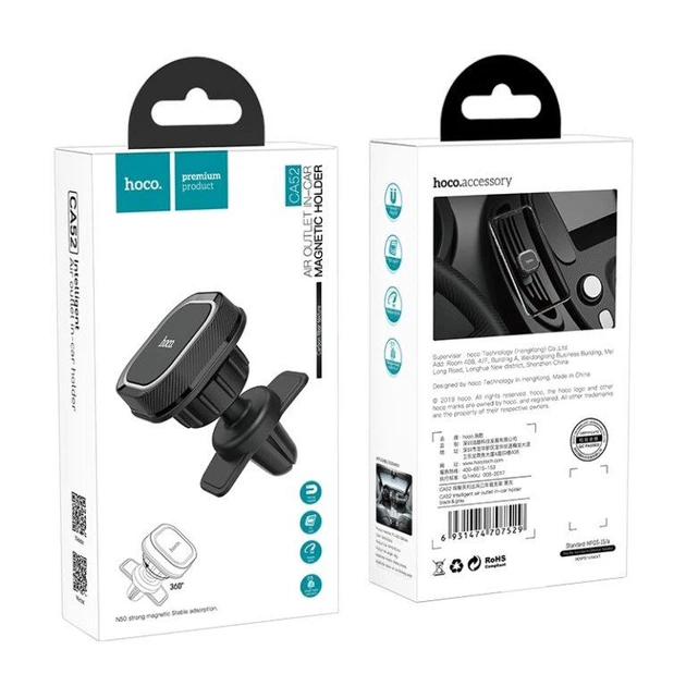 Автотримач для телефона HOCO CA52 Intelligent air outlet in-car holder чорний+сірий - Фото 3 Автотримач для телефона HOCO CA52 Intelligent air outlet in-car holder чорний+сірий - изображение 3