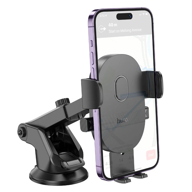 Автотримач для телефона HOCO H19 Mighty one-button car holder(center console) чорний - изображение 2