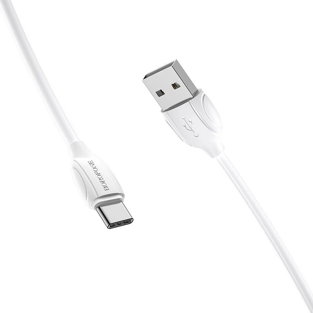 Кабель BOROFONE BX19 USB для Type-C 3A, 1m, PVC, TPE connectors, білий - Фото 1 Кабель BOROFONE BX19 USB для Type-C 3A, 1m, PVC, TPE connectors, білий - зображення 1