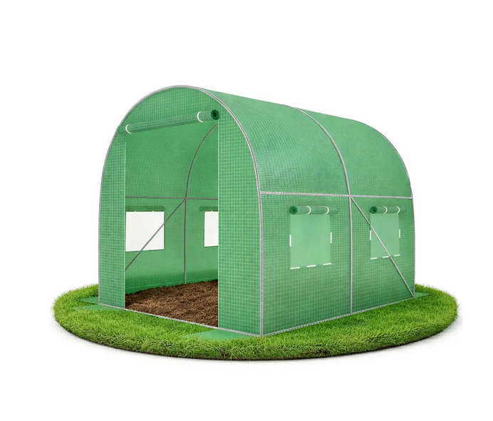 Садовая теплица 4 м² 2×2×2 м с окнами пленка армированная UV-4 140 г/м² оцинкованный каркас Ø19 мм зеленая - изображение 2