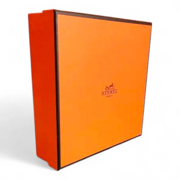 Комплект подарочный пакет Hermes и коробка Hermes, размер 145х145 мм, оранжевый цвет, стильный набор для подарков - изображение 3
