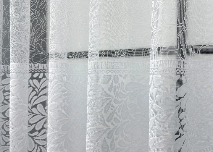 Короткий тюль жаккард, высотой 1,2м. Цвет белый. Код 2005т - изображение 5
