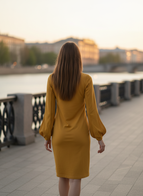 Сукня Meggi 42 Гірчичний (NLS-30003-1-Mustard) - зображення 3