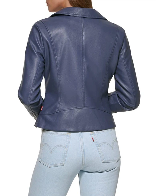 Женская куртка из экокожи Levi's на молнии 1159857561 (Синий XL) - изображение 3