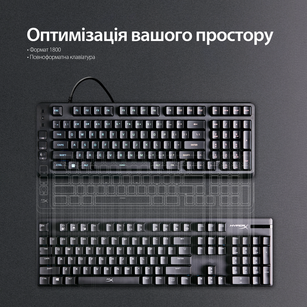 Клавиатура проводная HyperX Eve 1800 RGB USB Black (B7JE0AA) - изображение 2