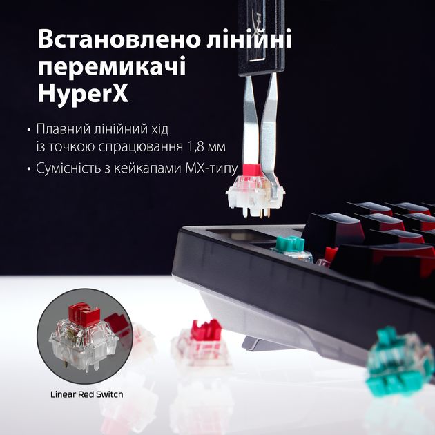 Клавиатура проводная HyperX Origins 2 65 Linear Red RGB USB Black (B4QS3AA) - изображение 7