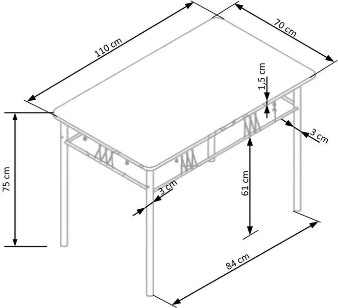 Zestaw mebli Halmar FAUST stół do jadalni 110 x 70 cm, 4 krzesła Dąb sonoma (5905248102477) - obraz 2