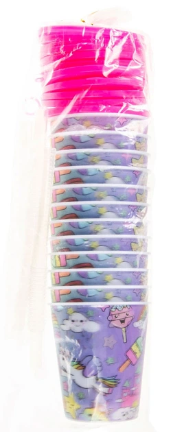 Zestaw kubków Duckiez Jednorożec ze słomką i różową pokrywką 250 ml 12 szt (5413247181718) - obraz 2