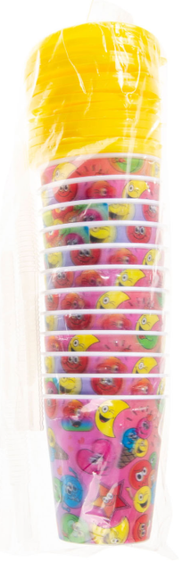 Zestaw kubków Duckiez Uśmiechnięta buźka ze słomką i żółtą pokrywką 250 ml 12 szt (5413247181770) - obraz 2