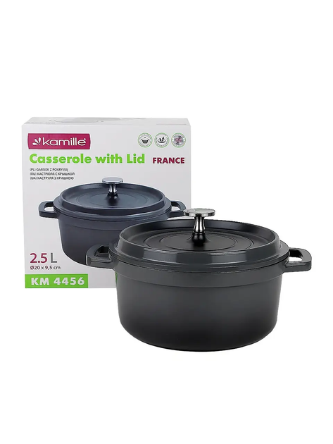Каструля Kamille France 2.5 л 20 см х 9.5 см алюміній чорний (KM-4456) - зображення 5