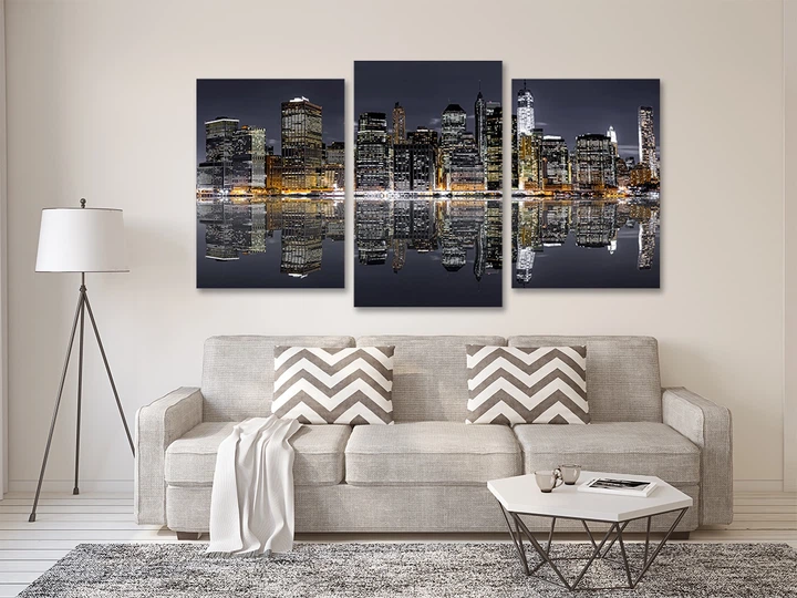 Картина модульна Art Dekors Місто в ночі 53х100 см Art-734 3 - Фото 2 Картина модульна Art Dekors Місто в ночі 53х100 см Art-734 3 - изображение 2