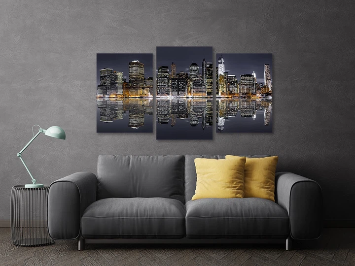 Картина модульна Art Dekors Місто в ночі 53х100 см Art-734 3 - Фото 3 Картина модульна Art Dekors Місто в ночі 53х100 см Art-734 3 - изображение 3