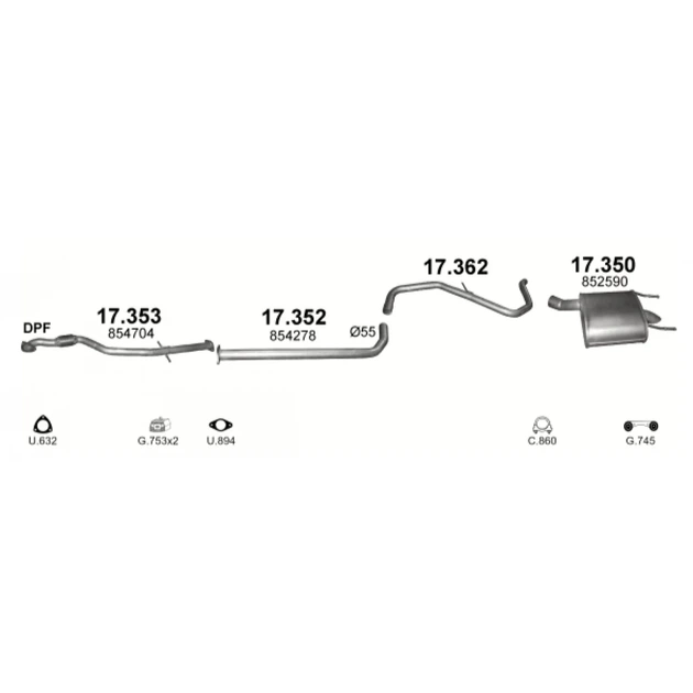 Труба приемная с гофрой Opel Insignia 2.0 CDTi Polmostrow (17.353) (857353) - изображение 2