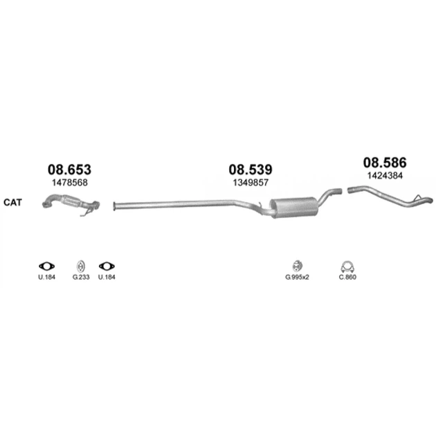 Труба конечная Ford Focus 1,6 TDCi 09/04-07/11 sedan , 1.8 TDCi 09/04-07/11sedan Polmostrow (08.586) (858586) - изображение 2