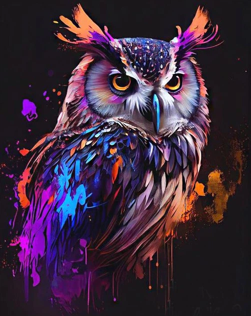 Алмазна мозаїка MY-Art Різнокольорова сова на підрамнику круглі алмази 40х50 см (AR-3337) - Фото 1 Алмазна мозаїка MY-Art Різнокольорова сова на підрамнику круглі алмази 40х50 см (AR-3337) - зображення 1