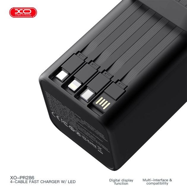 Power Bank XO-PR286 Чорний 50000 mAh - Фото 2 Power Bank XO-PR286 Чорний 50000 mAh - изображение 2