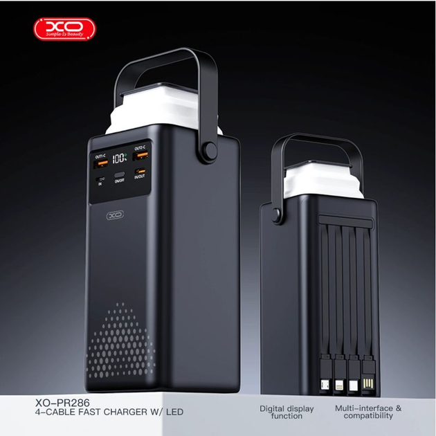 Power Bank XO-PR286 Чорний 50000 mAh - Фото 3 Power Bank XO-PR286 Чорний 50000 mAh - изображение 3