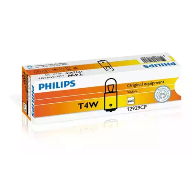 Лампа автомобільна Philips T4W 12V BA9S T8,5X24,5 (12929 CP) 770129 - зображення 2