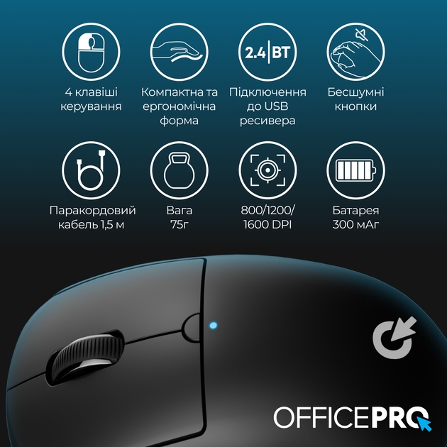 Мышка OfficePro M307B Black - изображение 7
