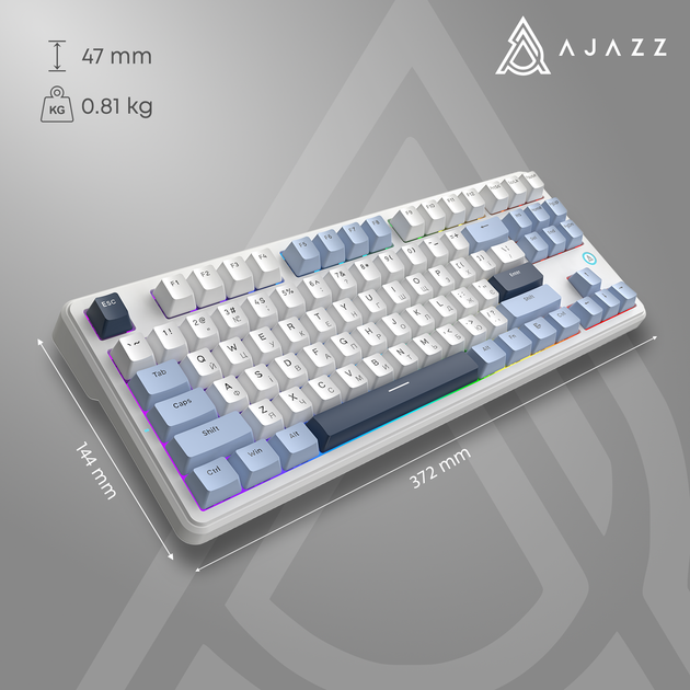 Клавіатура Ajazz AK870 V2 Flying Fish Switch White USB-C (AK870-V2-FF-BWB) - зображення 8