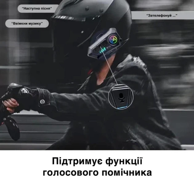 Безпровідна мотогарнітура Y10 з м'яким мікрофоном та блютуз 5.3 - зображення 2