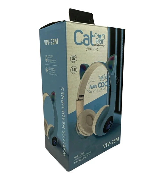 Наушники с ушками Bluetooth Cat Ear VZV-23M голубые светящиеся ушки и мягкая подушка - Фото 2 Наушники с ушками Bluetooth Cat Ear VZV-23M голубые светящиеся ушки и мягкая подушка - изображение 2