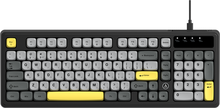 Клавиатура Ajazz AF98 USB UA Black/Grey/Yellow (AF98-BGY) - Фото 1 Клавиатура Ajazz AF98 USB UA Black/Grey/Yellow (AF98-BGY) - изображение 1