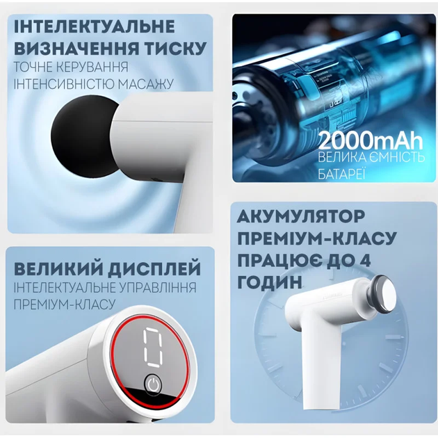Перкуссионный ручной массажер Darius DRS-8000S2 Mini, массажный пистолет для тела, 9 скоростей, 4 насадки - изображение 6