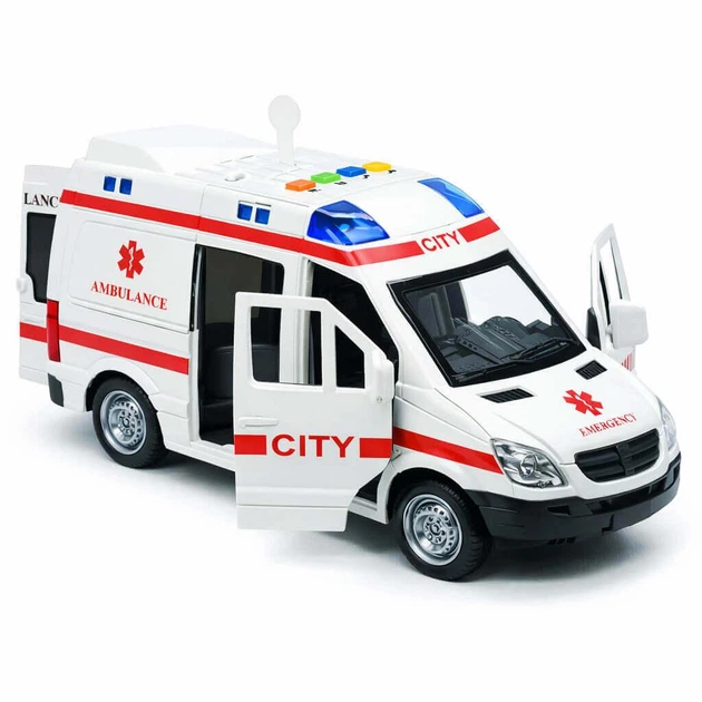 Игрушечная машинка скорая помощь Rescue 21 см, инерционная, музыкальная, с открывающимися дверцами WY590e - изображение 3
