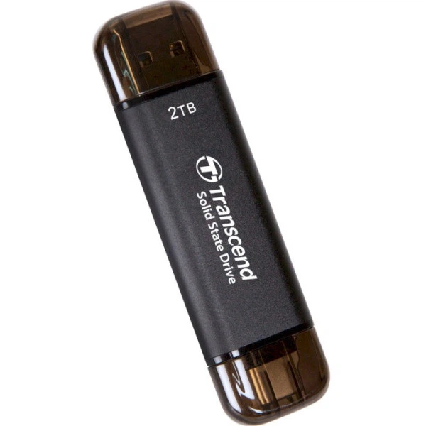 Портативний SSD Transcend 2TB USB 3.1 Gen 2 Type-A + Type-C ESD310 Чорний - изображение 2