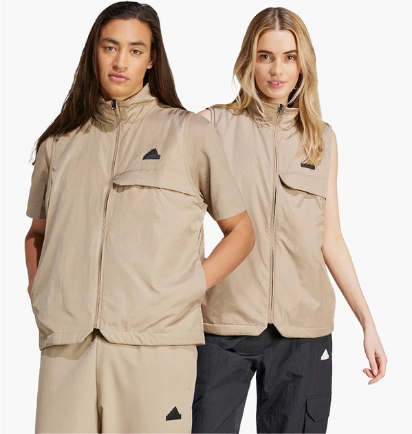 Унісекс жилетка City Escape Utility Vest Beige IS9282 водовідштовхуюча безрукавка на замок бежевого кольору Розмір S - изображение 2