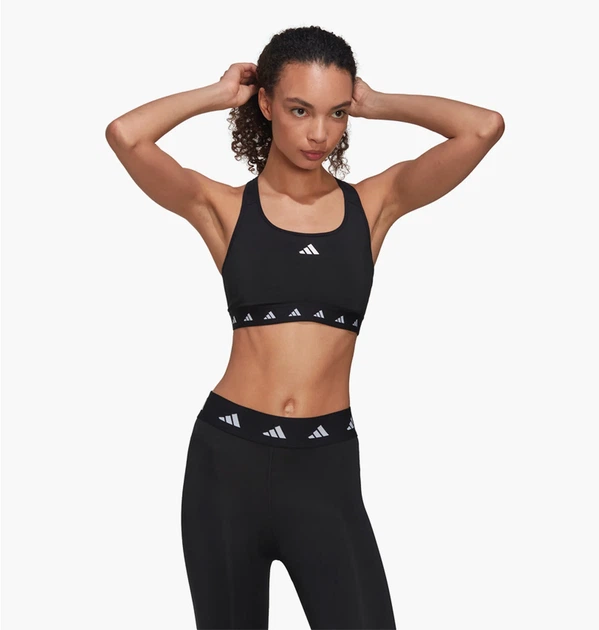 Спортивний жіночий топ Powerreact Training Medium-Support Techfit Bra для фітнесу та занять спортом чорного кольору Розімір XS - зображення 5