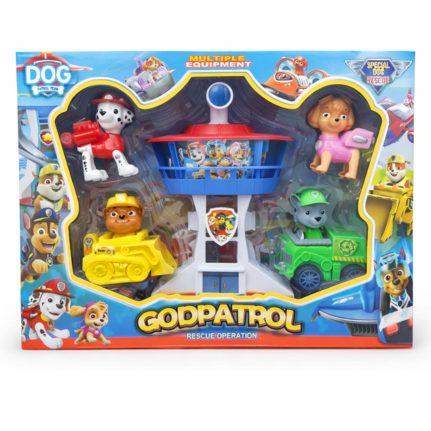 Набор машинок «Paw Patrol» (Щенячий патруль) — инерционные машинки с собачками на лапках, база. - Фото 1 Набор машинок «Paw Patrol» (Щенячий патруль) — инерционные машинки с собачками на лапках, база. - изображение 1
