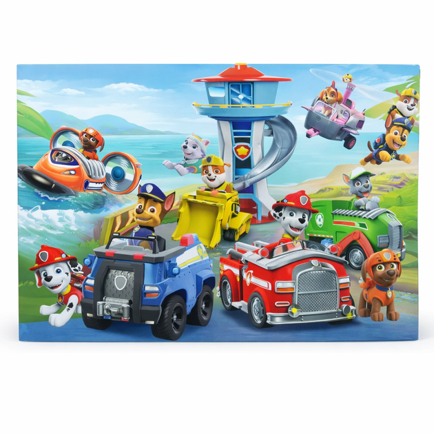 Набор машинок «Paw Patrol» (Щенячий патруль) — инерционные машинки, собачки с лапками, база. - изображение 2