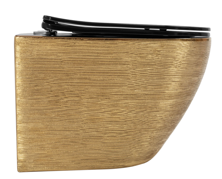 Підвісний унітаз REA CARLO FLAT BRUSHED GOLD BLACK золотий - зображення 3