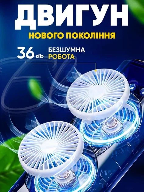 Мини-кондиционер USB двойной 3в1, настольный вентилятор 360°, компактный охладитель и увлажнитель воздуха для комнаты, офиса и дачи - изображение 4