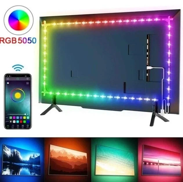 Світлодіодна стрічка RGB для телевізора USB 3 м Різнокольоровий - зображення 5