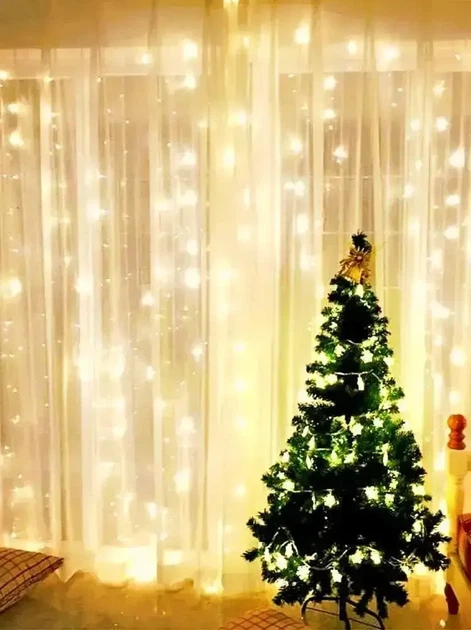 Гірлянда штора РОСА 3Мх3М Світлодіодна, USB, 300 LED, Нова, 8 режимів - зображення 5