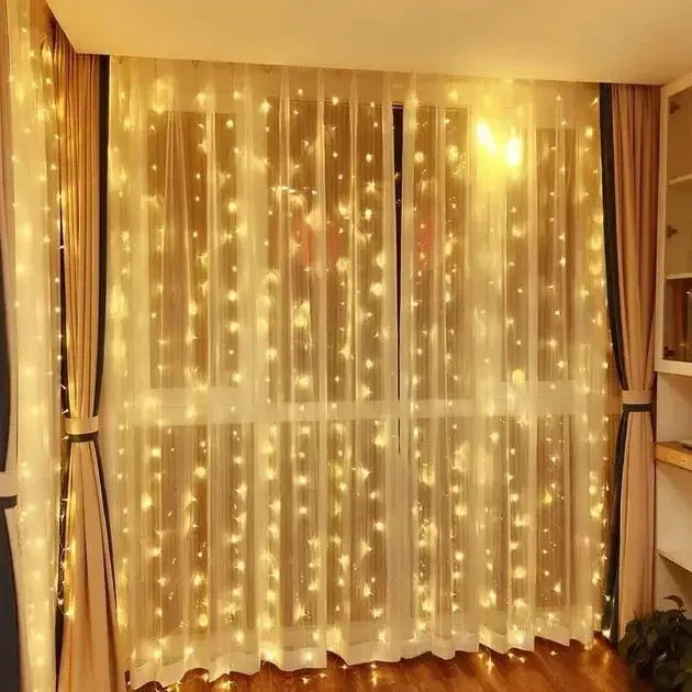 Гірлянда штора РОСА 3Мх3М Світлодіодна, USB, 300 LED, Нова, 8 режимів - зображення 6