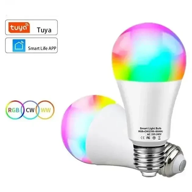 Светодиодная разноцветная смарт лампа E27 с Bluetooth, блютуз Tuya Smart Life лампочка RGB управления через телефон - изображение 5