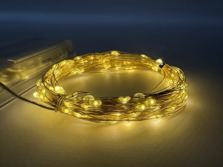 Светодиодная гирлянда Роса 10 м (100 LED, тёплый белый, батарейки, 2 режима) WX031 - изображение 4