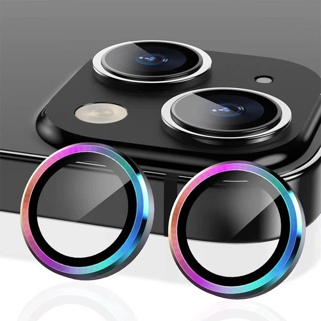 Захисне скло Metal Classic на камеру (в упак.) для Apple iPhone 14 / 14 Plus Бузковий / Rainbow - Фото 2 Захисне скло Metal Classic на камеру (в упак.) для Apple iPhone 14 / 14 Plus Бузковий / Rainbow - изображение 2
