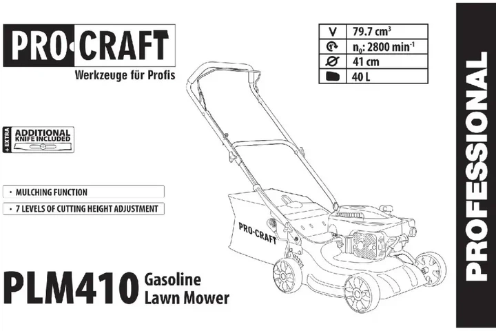 Газонокосилка бензиновая Procraft PLM410 (000410_Pro) - Фото 2 Газонокосилка бензиновая Procraft PLM410 (000410_Pro) - изображение 2