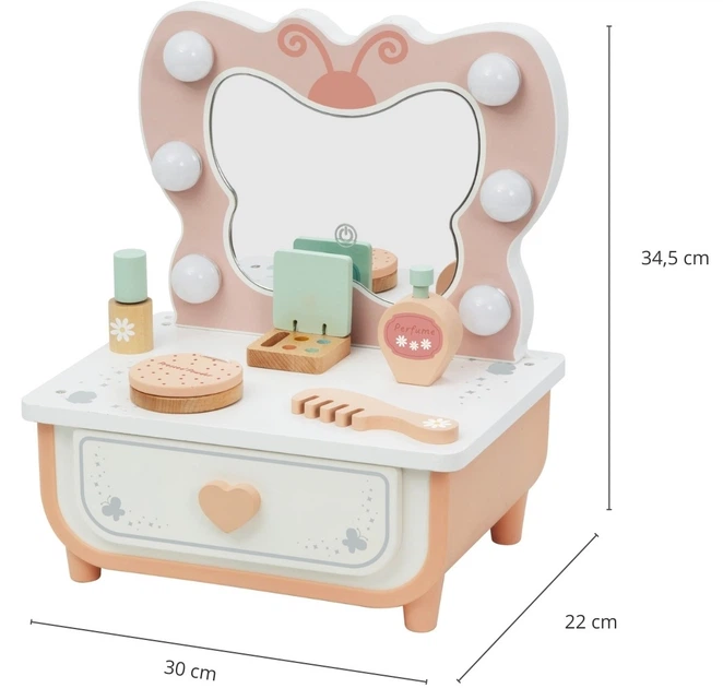 Дерев'яний туалетний столик Tooky Toy Маленької принцеси Метелик (6976831554828) - зображення 5