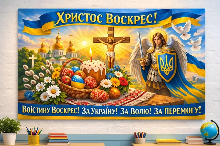 Паперовий плакат "Христос Воскрес" 110х75 см - зображення 2
