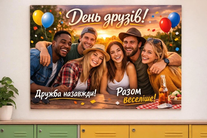 Бумажный плакат "День Друзей" 110х75 см - Фото 2 Бумажный плакат "День Друзей" 110х75 см - изображение 2