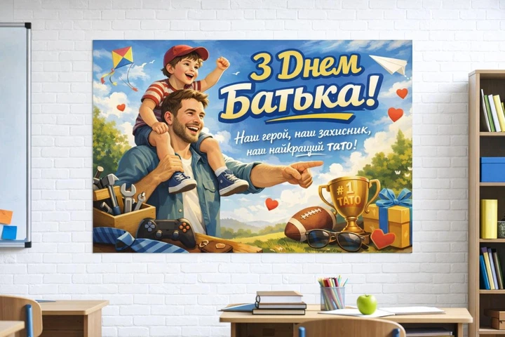 Паперовий плакат "День Батька" 110х75 см - Фото 2 Паперовий плакат "День Батька" 110х75 см - зображення 2